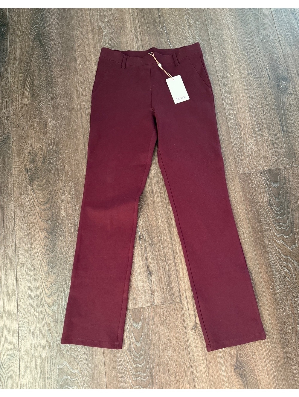 Quince Ultra-Stretch Ponte Straight Leg Pants XS Burgundy Wine Work Pants